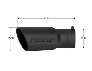 MBRP Exhaust - MBRP Exhaust Tip6in OD5in Inlet15.5in Length30° BendBLK - T5154BLK - Image 2