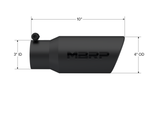 MBRP Exhaust - MBRP Exhaust Tip4in. O.D.Angled Rolled End3in. inlet10in. LengthBlack Series. - T5155BLK - Image 2