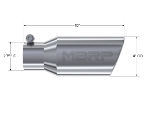 MBRP Exhaust - MBRP Exhaust Tip4in. O.D. Angled Rolled End 2 3/4in. inlet 10in. lengthT304. - T5157 - Image 2