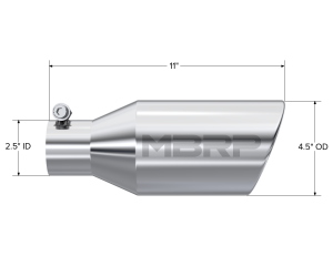 MBRP Exhaust - MBRP Exhaust Tip4 1/2in. O.D.SW Angle Rolled End2 1/2in. inlet 11in. in lengthT304. - T5160 - Image 2