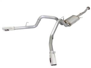 aFe MACHForce XP Exhaust 3in SS Dual Side Exit CB w/ Polish Tips 15 Ford F150 Ecoboost V6-2.7L/3.5L - 49-43070-P