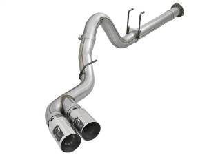 aFe Rebel XD 4in SS Down-Pipe Back Exhaust w/Dual Polished Tips 17-18 Ford Diesel Trucks V8-6.7L(td) - 49-43102-P