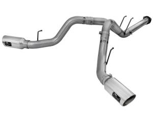 aFe - aFe Large Bore-HD 4in 409 Stainless Steel DPF-Back Exhaust w/Polished Tips 15-16 Ford Diesel Truck - 49-43122-P - Image 1