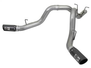 aFe LARGE BORE-HD 4in 409-SS DPF-Back Exhaust w/Dual Black Tips 2017 GM Duramax V8-6.6L (td) L5P - 49-44086-B