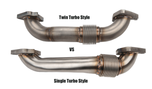 Wehrli Custom Fabrication - Wehrli Custom Fabrication 2001-2004 LB7 Duramax 2" Stainless Twin Turbo Style Pass Side Up Pipe for OEM or WCFab Manifold with Gaskets - WCF100648 - Image 2