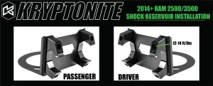 KRYPTONITE - KRYPTONITE DEATH GRIP FRONT SHOCK RESERVOIR MOUNT KIT 2014+ RAM 2500/3500 - 50MM Resi - Image 3