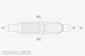 Aero Exhaust - Aero Exhaust - TurbineXL AT5050XL Performance Muffler 5" Inside Diameter Necks (Moderate Sound) (30" Overall Length) - Image 2